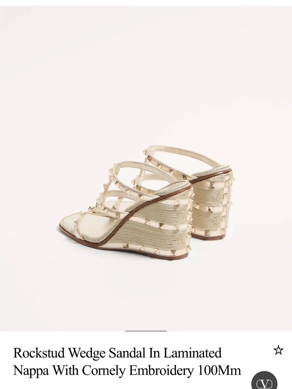 Valentino Garavani Metallic Gold Pyramid-Stud Wedge Sandals Retail price:$1100